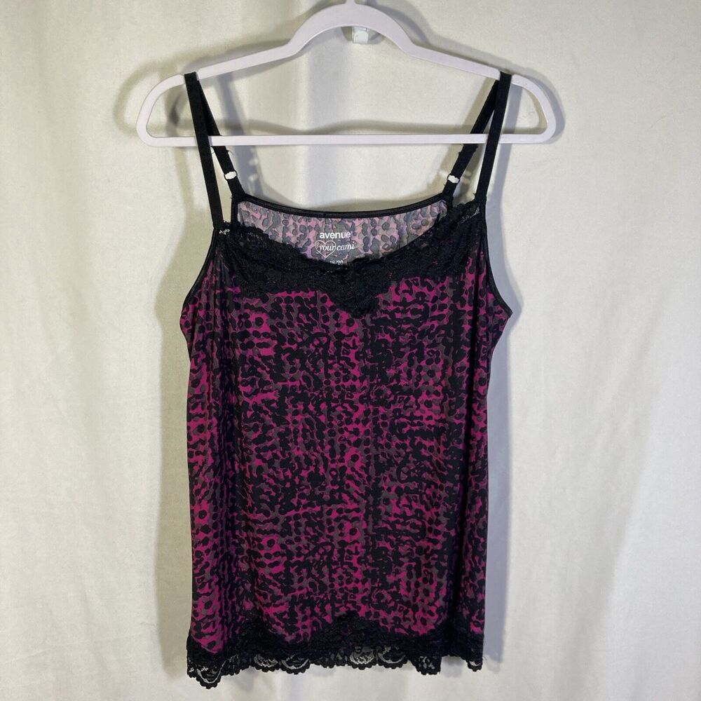AVENUE purple black lace adjustable straps Your Cami tank top 18/20